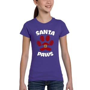 LA Pop Art Santa Paws - Girl's Word Art T-Shirt - 1 of 4