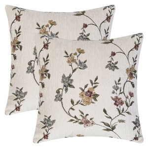 REGALWOVEN Floral Pattern Throw Pillow Covers for Farmhouse Sofa Bed Living Room Office 2 Pcs - 1 of 4