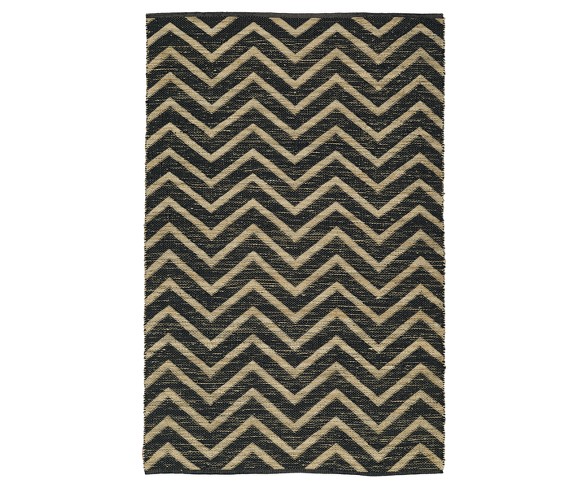 5'X7'6" Black Chevron Loomed Area Rug - Addison Rugs