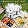 LunaLulinlk Bento Box 3 Piece Set, Stainless Steel Lunch Box Metal Food Container with Removable Dividers with 3 Compartments - 3 of 4