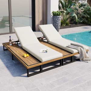 YOOCOZZ 2-Piece Outdoor Chaise Lounge Set – Adjustable Recliners with Cushions & Side Table - 1 of 4