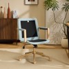 Karl Home  Upholstered Armchair Ergonomic Home Office Chair with Adjustable Height  Swivel Rolling Wheels Accent Vanity Chair for Living Room In Blue - 4 of 4