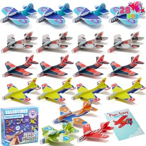 Joyfy 28 Packs Valentines Day Foam Airplanes With Cards  for School Class Exchange Toys Gifts Kid's Gift - 1 of 4