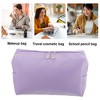 Unique Bargains PU Leather Waterproof Makeup Bag Cosmetic Case Makeup Bag for Women S Size Purple 1 Pcs - 2 of 4