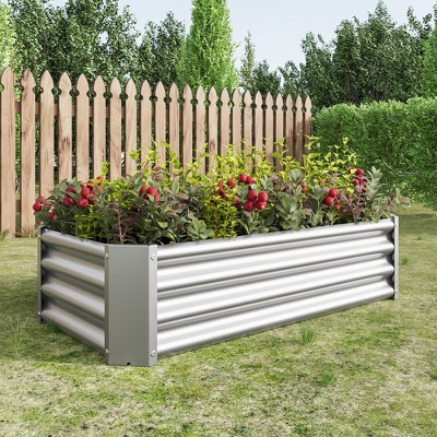 7.6x3.7x0.98ftRaised Garden Bed Kit - Metal Raised Bed Garden,Black