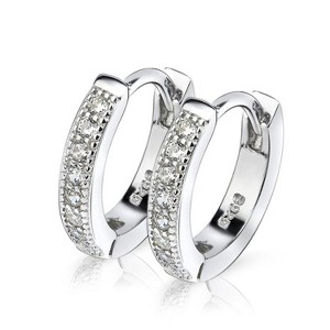 Amy and Annette 14K Gold and Sterling Silver & Simulated Diamond Huggie Hoop Earring - 1 of 4