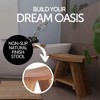 Nordic Teak Natural Shower and Bath Stool with Curved Seat and Shelf - Beige - 3 of 4