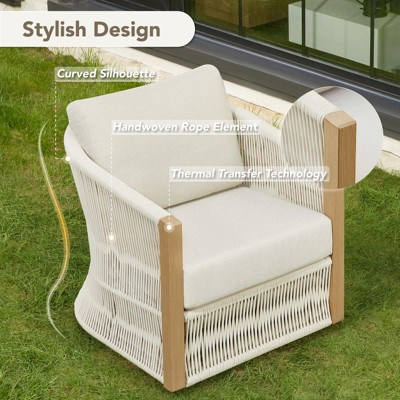 Spruce & Spring Outdoor Wood Patio Furniture Swivel Chair