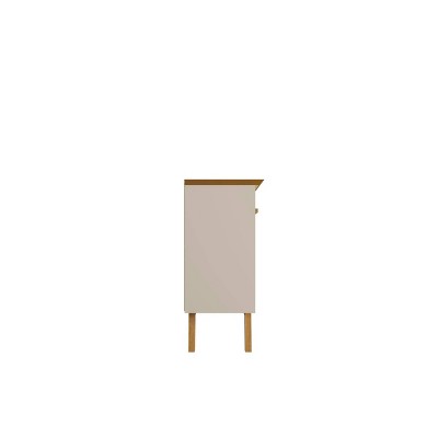 Off White and Cinnamon Mid-Century Modern Sideboard with Solid Wood Legs