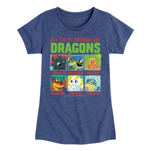 Girls' - How to Train Your Dragon - All My Friends Are Dragons Fitted Short Sleeve Graphic T-Shirt - 1 of 4