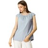 Allegra K Women's Work Business Pleated Round Neck Chiffon Cap Sleeve Casual Blouse - 2 of 4