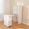 Stretchable Desk Home Office Desk, Lockable Wheels, 4-Layer Storage Shelves, Foldable Desk Writing Desk, As Bookshlef - ModernLuxe - 3 of 4