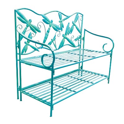 Evergreen Cape Craftsmen Beautiful Dragonfly Metal Garden Storage Bench - 34 x 50 x 21 Inches Homegoods and Decorations for Every Space