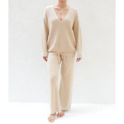 Women's Merino Blend Elysia Pant in Sable by Tomorrow Studio