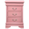 HomeStock Pink Nightstand 29x21x16 with Three Spacious Drawers, Charming Bedside Table for Bedroom Storage and Cheerful Accent Decor - 3 of 4