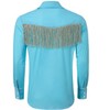 Men's Western Cowboy Fringe Shirt Long Sleeve Rose Embroidered Slim Fit Button Down Shirt - 3 of 4