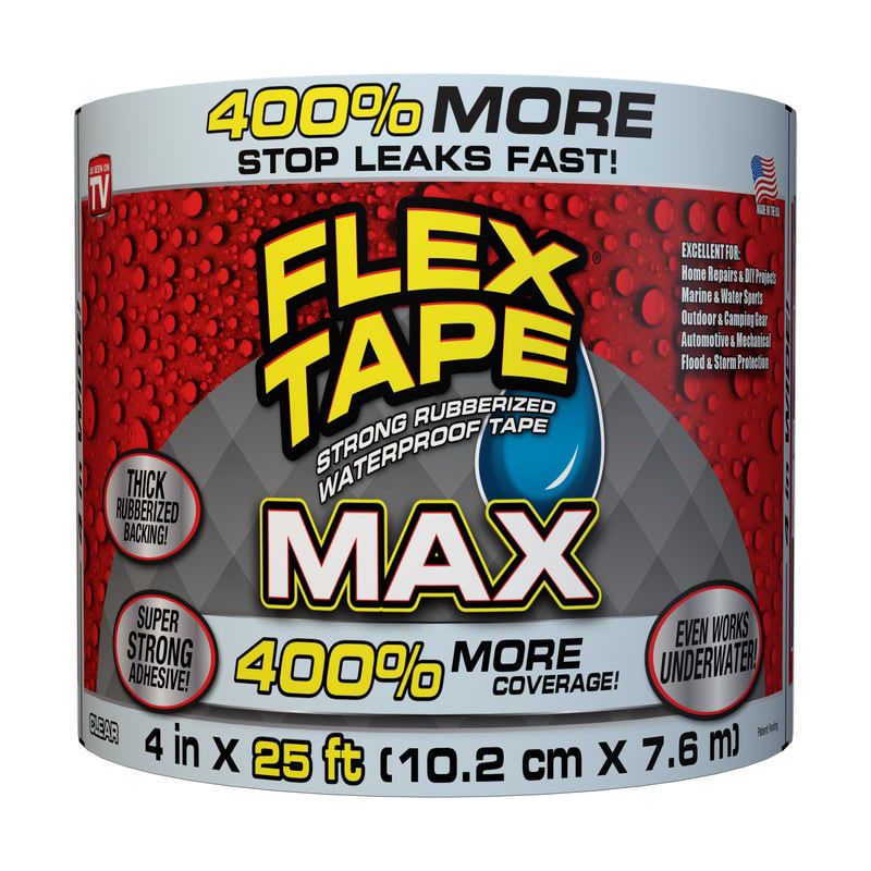 FLEX SEAL Family of Products FLEX TAPE MAX 4 in. W X 25 ft. L Clear Waterproof Repair Tape, 1 of 11