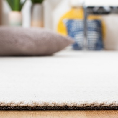 Ivory Hand Woven Flat Weave Wool Area Rug