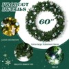 SEVOBAL Wreaths 60in Christmas Wreath, Lighted Artificial Xmas Wreath with 450 PVC Tips for Gate Wall Xmas Party Decorations, Green, 60"*5"*60" - 3 of 4