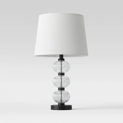 Large Assembled Glass Stacked Ribbed Table Lamp (Includes LED Light Bulb) Clear - Threshold™