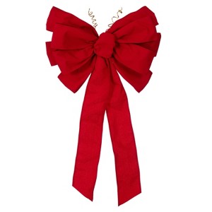 Vickerman 24"x34" Red Canvas 11-Loop Hand Tied UV Bow - 1 of 1