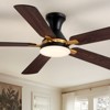 Ludomide 52 Inch Industrial Led Ceiling Fan With Lights And Remote, Modern Black And Gold Flush Mount Ceiling Fan With 5 Blades - 2 of 4