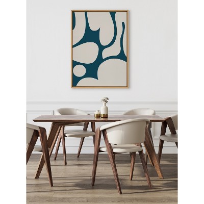 Large Teal and Tan Abstract Canvas Print with Wooden Frame