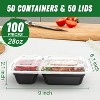 50 Pack Meal Prep Containers with Lids, 2-Compartment Reusable Food Storage - 2 of 4