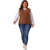 Agnes Orinda Women's Plus Size V Neck Knit Solid Classic Sleeveless Pullover Sweater Vest - 3 of 4