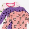 Leveret Girls Cotton Baby Footed Pajamas – 3 Pack – Pink Animal Friends Sleepers - 2 of 4