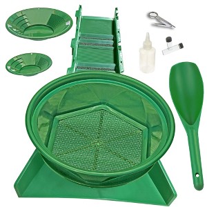 10-Piece Gold Panning Kit for Serious Prospectors: Includes 31in Sluice Box, Pans, Scoop, Sniffer Bottle, and Vials - 1 of 4