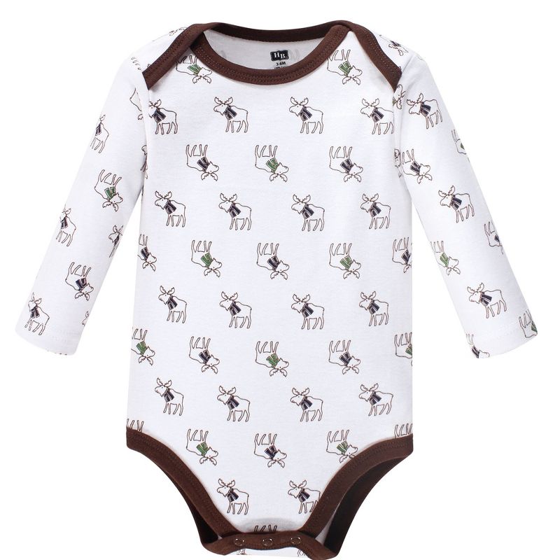 Hudson Baby Infant Boy Cotton Long-Sleeve Bodysuits 5pk, Gray Moose, 4 of 8