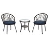 YOOCOZZ 3-Piece Outdoor Patio Furniture Set with 2 PE Rattan Chairs and Tempered Glass Table - 2 of 4