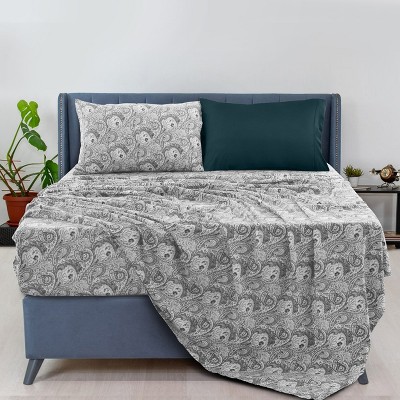 6 Piece Sheet Sets Paisley Printed Sheets Set Ultra Soft Deep Pocket Microfiber Bed Sheets - Lux Decor Collection