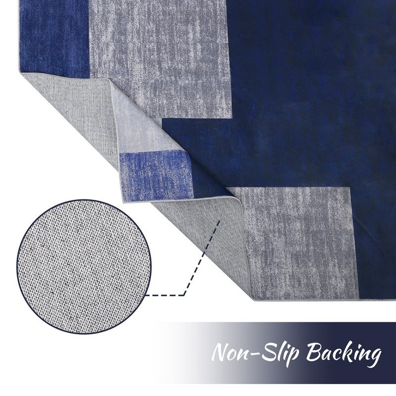 Modern Geometric Area Rug Machine Washable Rugs for Living Room Bedroom, 4'x6' Navy Blue, 5 of 9