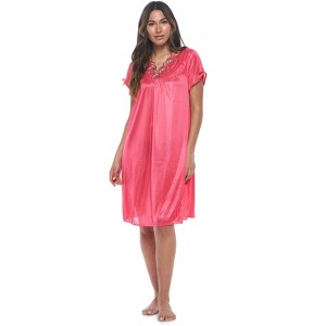 Casual Nights Women's Fancy Lace Neckline Silky Tricot Nightgown - 1 of 4