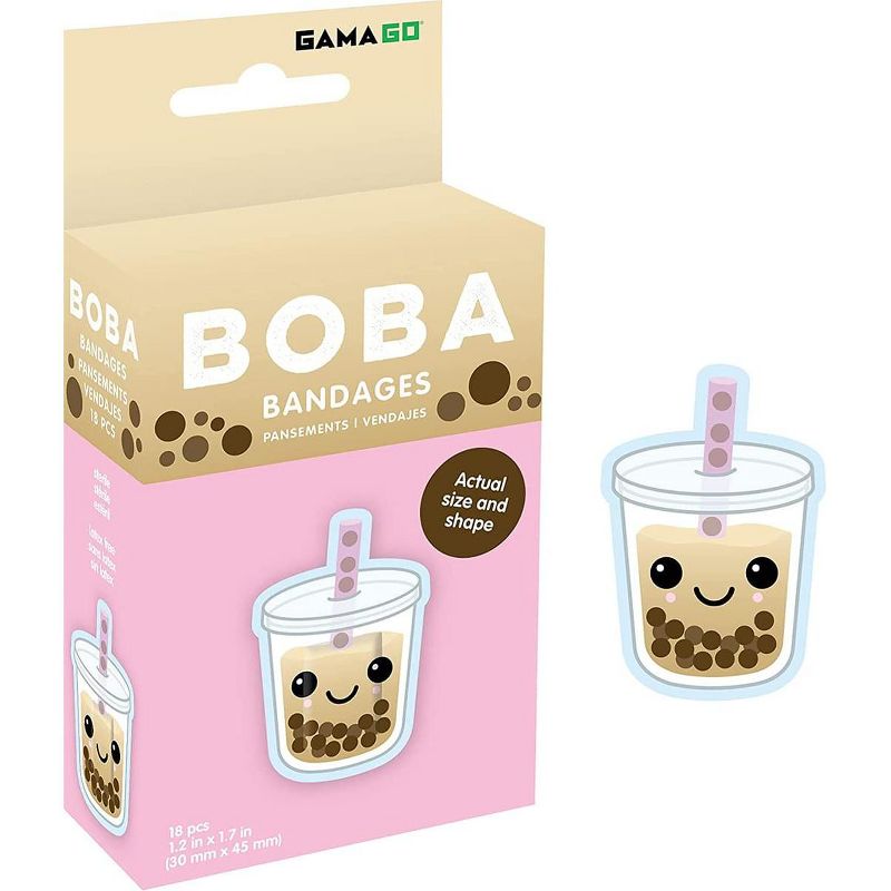 Gamago Boba Tea Bandages | Set of 18 Individually Wrapped Self Adhesive Bandages, 1 of 2