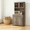 Mshliw Freestanding Kitchen Pantry Cabinet with Glass Doors, Drawer, Adjustable Shelves, and Hutch Storage for Dining Room, Kitchen, or Living Room - 4 of 4