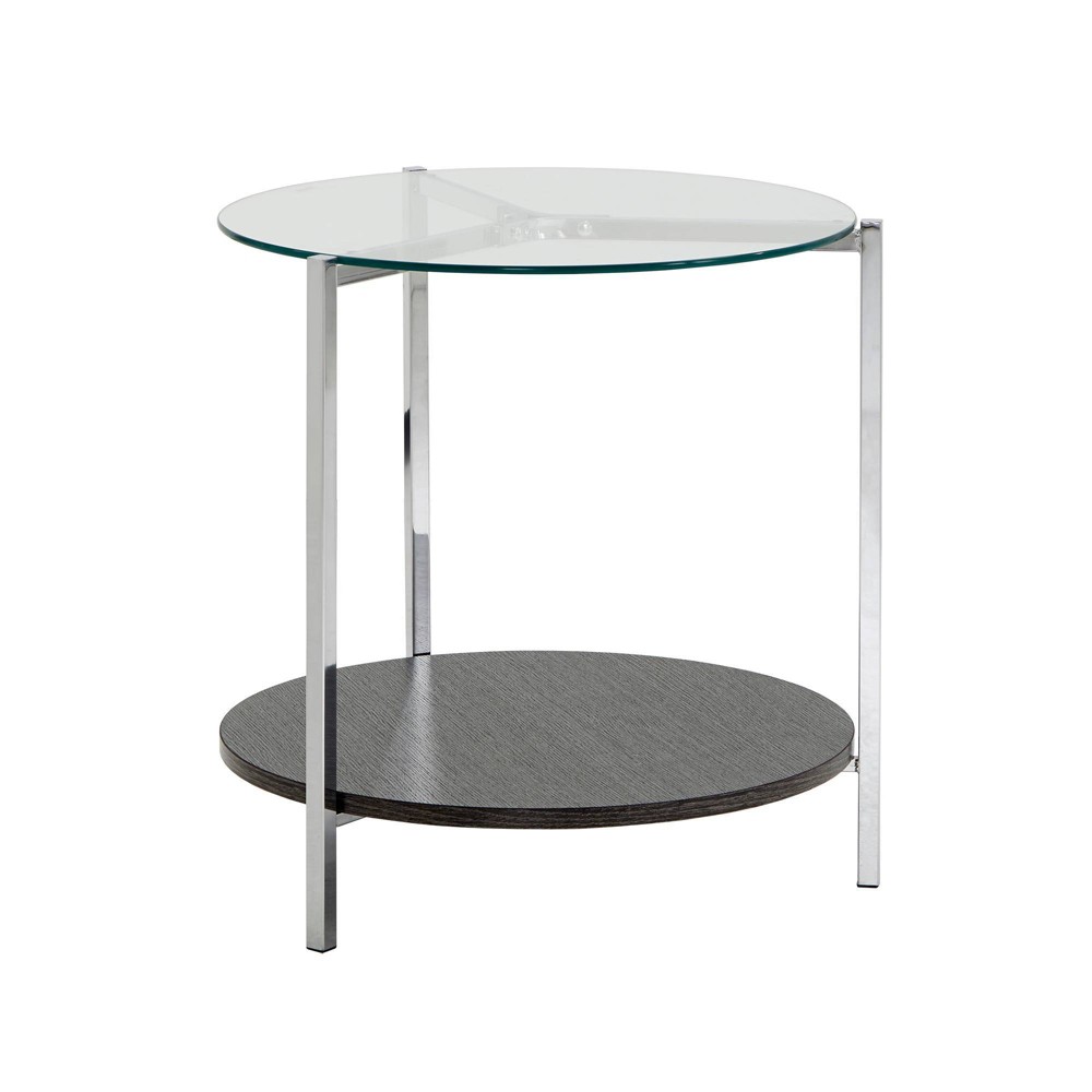 Photos - Coffee Table Humberto Chrome Finish End Table with Glass Top Chrome - Inspire Q