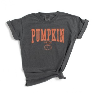 Simply Sage Market Women's Pumpkin Spice Varsity Short Sleeve Garment Dyed Tee - 1 of 2