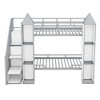 PAGED Twin over Twin Bunk Bed Castle Shaped Metal Bed Frame with Wardrobe and Storage Stairs for Bedroom - 4 of 4