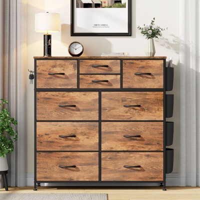 Gikpal 10 Drawers Dresser for Bedroom, Storage Drawer, Cupboards & Cabinets, Side Pockets & Hooks, Sturdy Metal Frame, Kitchen, Dinning Room