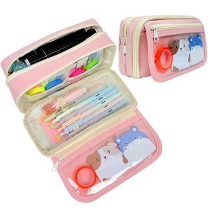 Wrapables 9 Compartment Large Capacity Pencil Case with Transparent Compartment, Organizer Pouch for Stationery Tools, Makeup, and Travel - 1 of 4