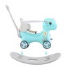 AZL1 Life Concept Rocker and Spring Horse 4 Mode Unicorn Design with Push Handle Backrest Balance Board for Toddler Gift, Blue, 27.17"*9.45"*18.11" - 2 of 4