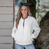 Women's White Ribbed Knit Standing Collar Bomber Jacket - Cupshe - 3 of 4