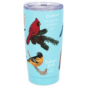 Elanze Designs 20 oz Stainless Steel On the Go Insulated Travel Tumbler With Push Top Lid, Bird Lovers Collection Sky Blue - 1 of 4