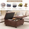 32" Leather Coffee Table Storage Ottoman, Square Lift-Top Ottoman Cube Bench, Large Square Storage Coffee Table - 4 of 4