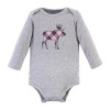 Hudson Baby Infant Girl Cotton Long-Sleeve Bodysuits, Pink Moose - image 3 of 4