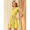 INSPIRE CHIC Women's Polka Dots Cap Sleeves Pockets V Neck Dresses - 2 of 4