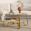 ACEPANO 31.5 in. W Retro Minimalist Double-Layer Tempered Glass Coffee Table with Metal Frame-Gold - 4 of 4